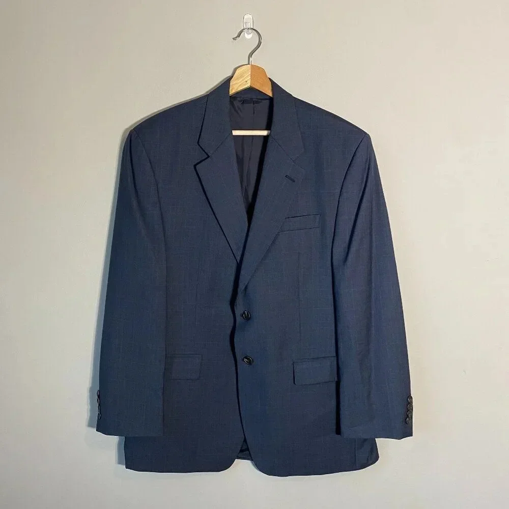 Lauren Ralph Lauren Wool Plaid Sport Coat Men's 42R Dinner Jacket Blazer Navy